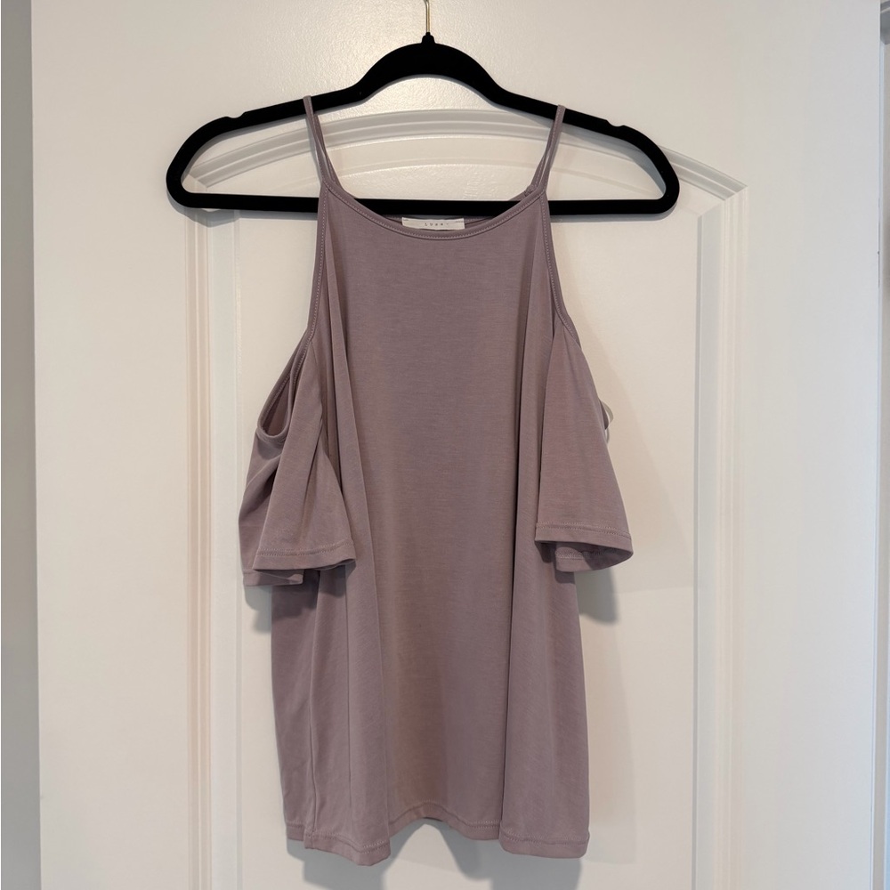 Elegant Mauve Cold Shoulder Top